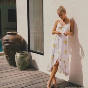 Rails / Frida Summery Lemon Print High Low Midi Dress